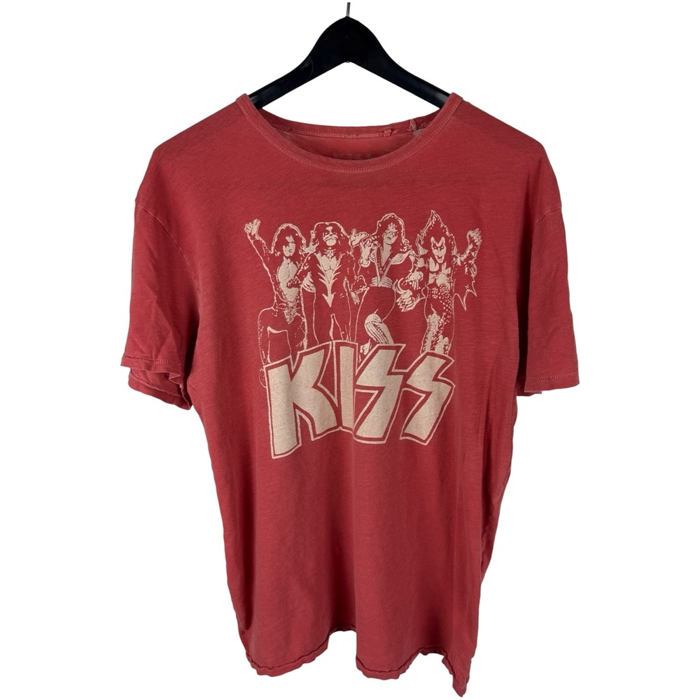 Mens Lucky Brand X KISS Paper Thin Vintage Style Band Red Shirt Size M